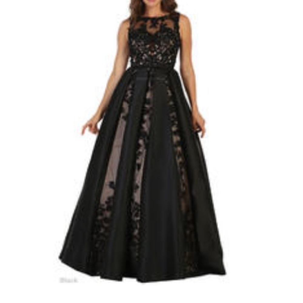 Beautiful Designer Black & Beige Beaded Ball Gown.